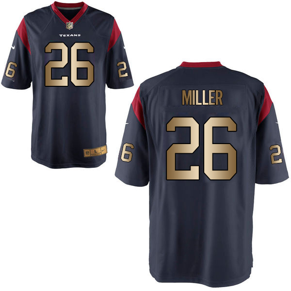 Nike Texans 26 Lamar Miller Navy Gold Elite Jersey