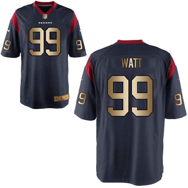 Nike Texans 99 J.J. Watt Navy Gold Elite Jersey