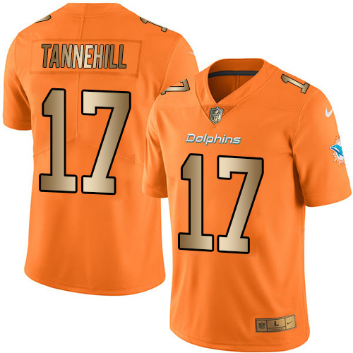 Nike Dolphins 17 Ryan Tannehill Orange Gold Color Rush Limited Jersey