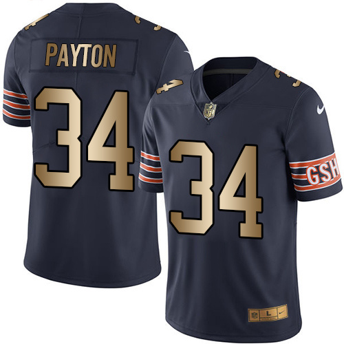Nike Bears 34 Walter Payton Navy Gold Youth Color Rush Limited Jersey