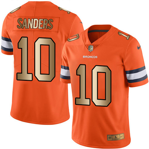 Nike Broncos 10 Emmanuel Sanders Orange Gold Color Rush Limited Jersey