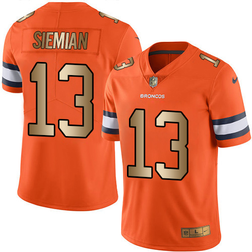 Nike Broncos 13 Trevor Siemian Orange Gold Youth Color Rush Limited Jersey