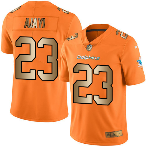 Nike Dolphins 23 Jay Ajayi Orange Gold Color Rush Limited Jersey