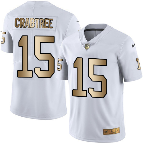 Nike Raiders 15 Michael Crabtree White Gold Youth Color Rush Limited Jersey