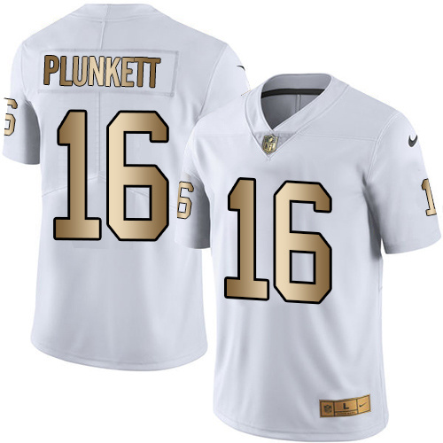 Nike Raiders 16 Jim Plunkett White Gold Color Rush Limited Jersey