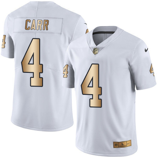 Nike Raiders 4 Derek Carr White Gold Youth Color Rush Limited Jersey
