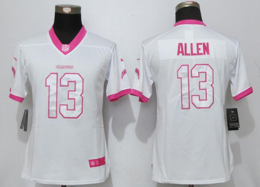 Nike Chargers 13 Keenan Allen White Pink Women Limited Jersey