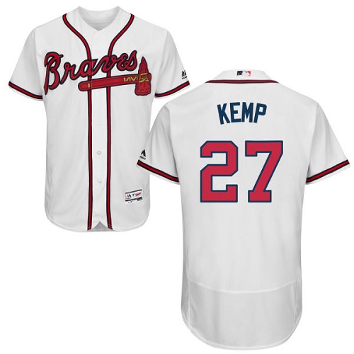 Braves 27 Matt Kemp White Flexbase Jersey