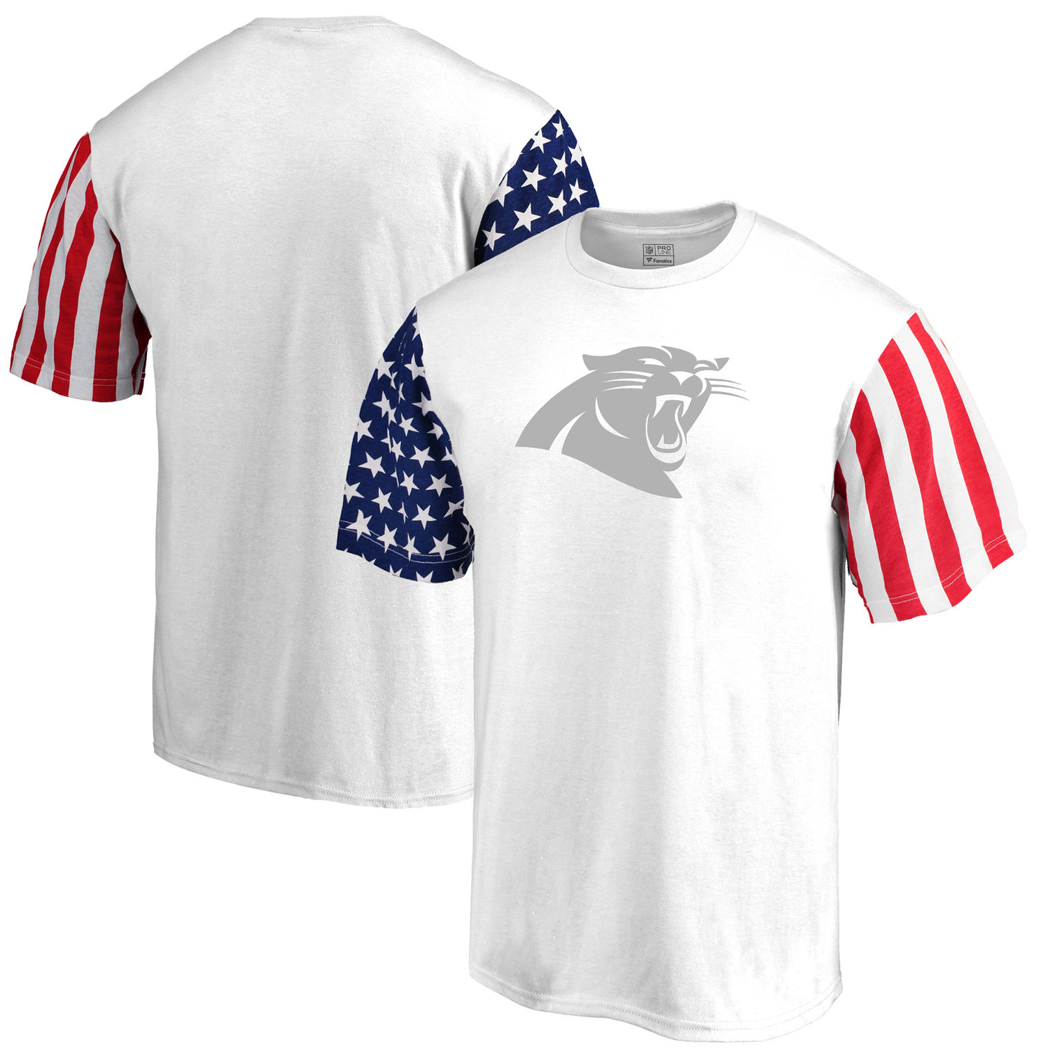 Men's Carolina Panthers NFL Pro Line by Fanatics Branded White Stars & Stripes T-Shirt