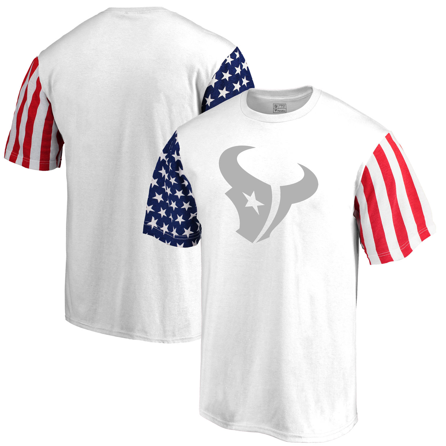 Men's Houston Texans NFL Pro Line by Fanatics Branded White Stars & Stripes T-Shirt