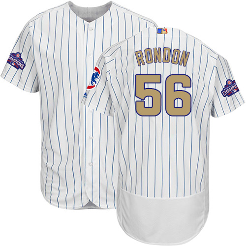 Cubs 56 Hector Rondon White World Series Champions 2017 Gold Program Flexbase Jersey