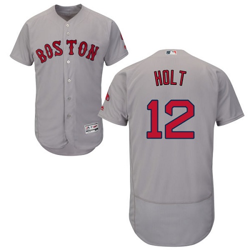 Red Sox 12 Brock Holt Gray Flexbase Jersey