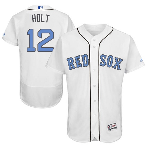 Red Sox 12 Brock Holt White Father's Day Flexbase Jersey