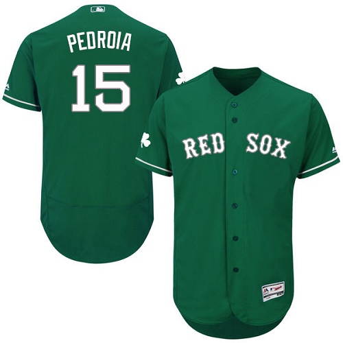 Red Sox 15 Dustin Pedroia Green Celtic Flexbase Jersey