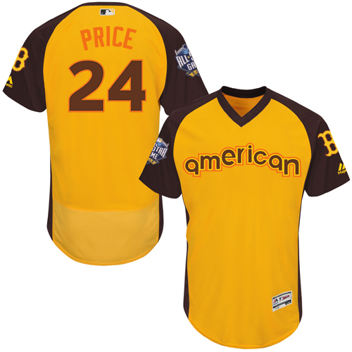 Red Sox 24 David Price Yellow 2016 MLB All Star Game Flexbase Batting Practice Player Jersey