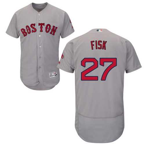 Red Sox 27 Carlton Fisk Gray Flexbase Jersey