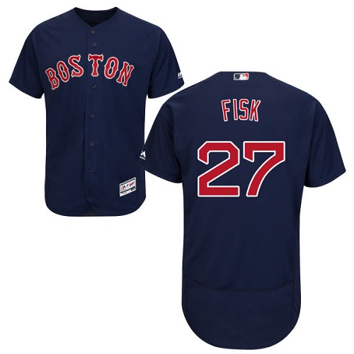 Red Sox 27 Carlton Fisk Navy Flexbase Jersey