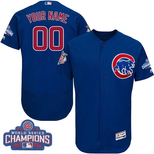 Chicago Cubs Blue 2016 World Series Champions Men's Flexbase Customized Jersey