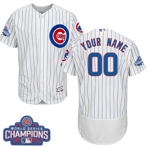 Chicago Cubs White 2016 World Series Champions Men's Flexbase Customized Jersey