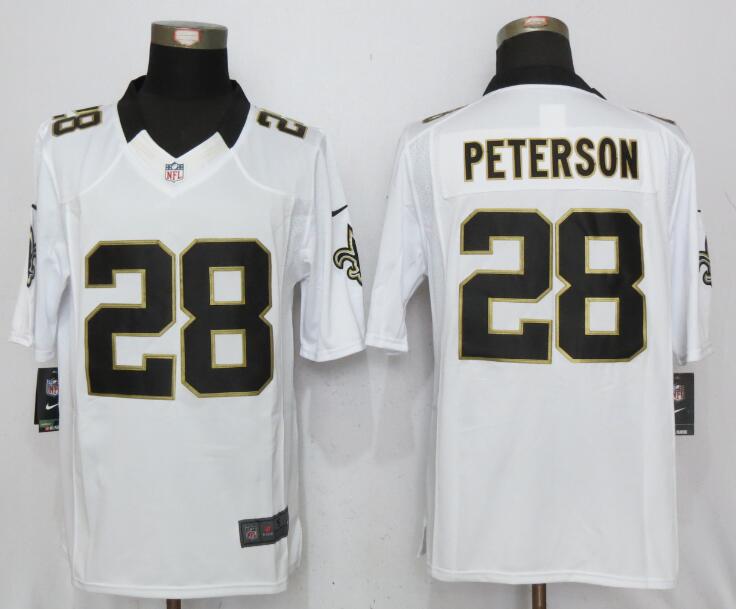 Nike Saints 28 Adrian Peterson White Limited Jersey