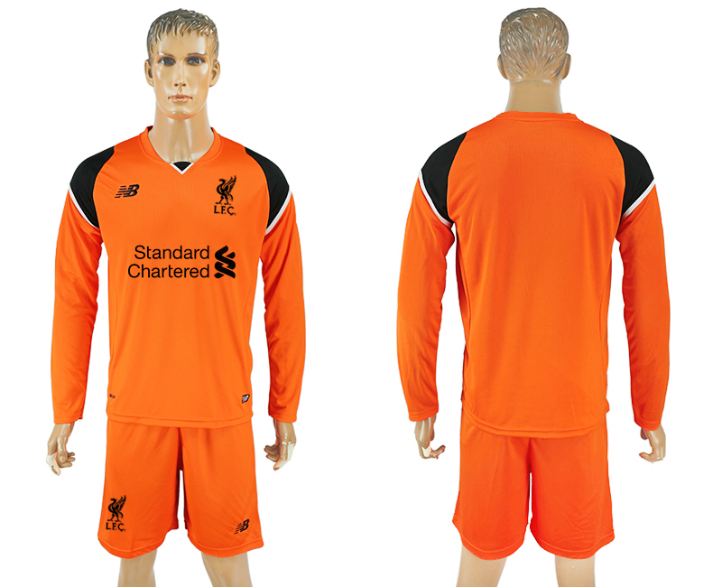 2017-18 Liverpool Orange Goalkeeper Long Sleeve Soccer Jersey