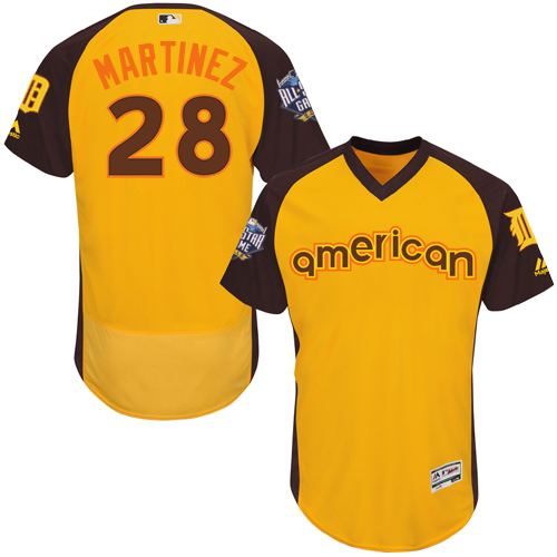 Tigers 28 J.D. Martinez Yellow 2016 MLB All Star Game Flexbase Batting Practice Player Jersey