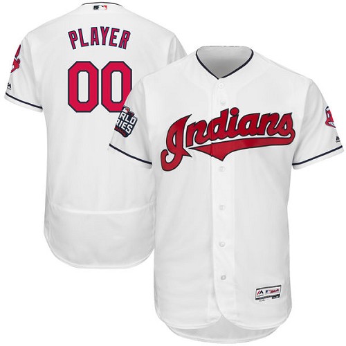 Cleveland Indians White World Series Men's Customized Flexbase Jersey