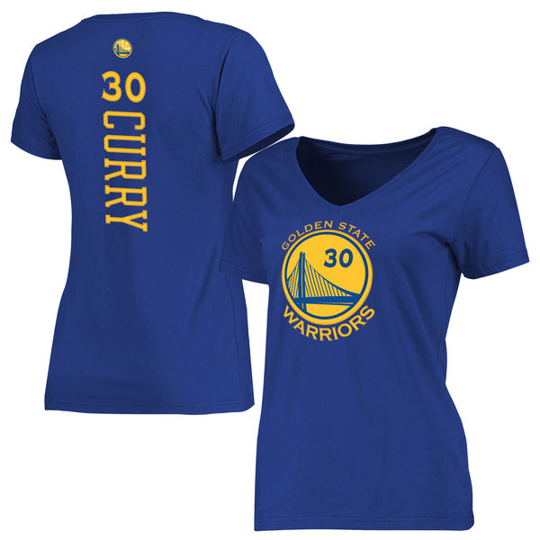 Women's Golden State Warriors 30 Stephen Curry Royal Backer Classic Fit T-shirt