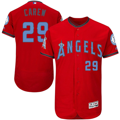 Angels 29 Rod Carew Red Father's Day Flexbase Jersey