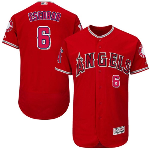 Angels 6 Yunel Escobar Red Flexbase Jersey