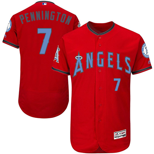 Angels 7 Cliff Pennington Red Father's Day Flexbase Jersey