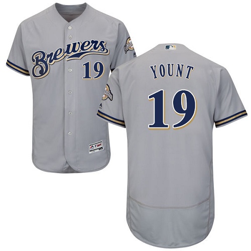 Brewers 19 Robin Yount Gray Flexbase Jersey