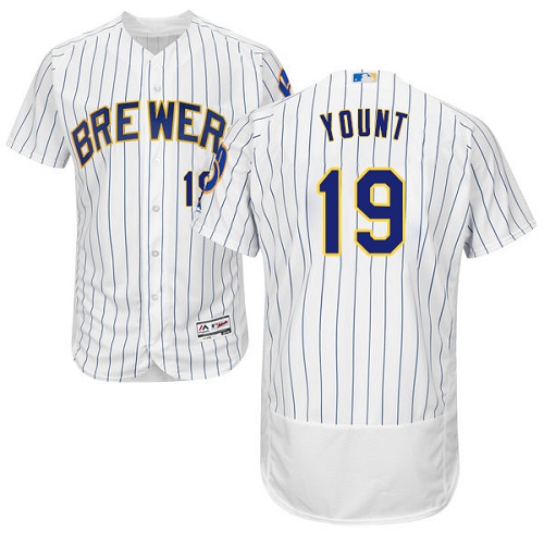 Brewers 19 Robin Yount White Flexbase Player Jersey