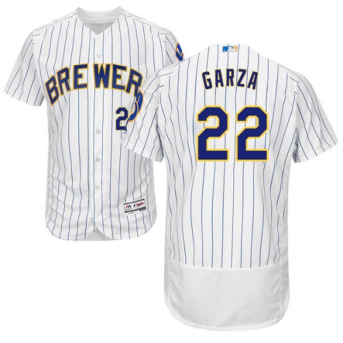 Brewers 22 Matt Garza White Flexbase Player Jersey