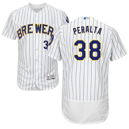 Brewers 38 Wily Peralta White Flexbase Player Jersey