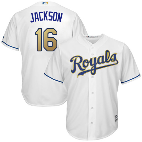 Royals 16 Bo Jackson White 2015 World Series Champions Gold Program Cool Base Jersey