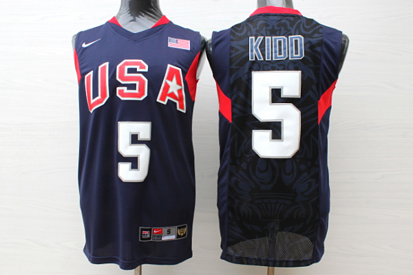 Team USA Basketball 5 Jason Kidd Navy Nike Stitched Jersey