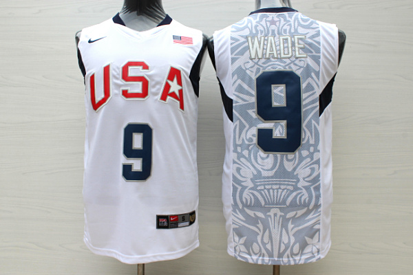 Team USA Basketball 9 Dwyane Wade White Nike Stitched Jersey