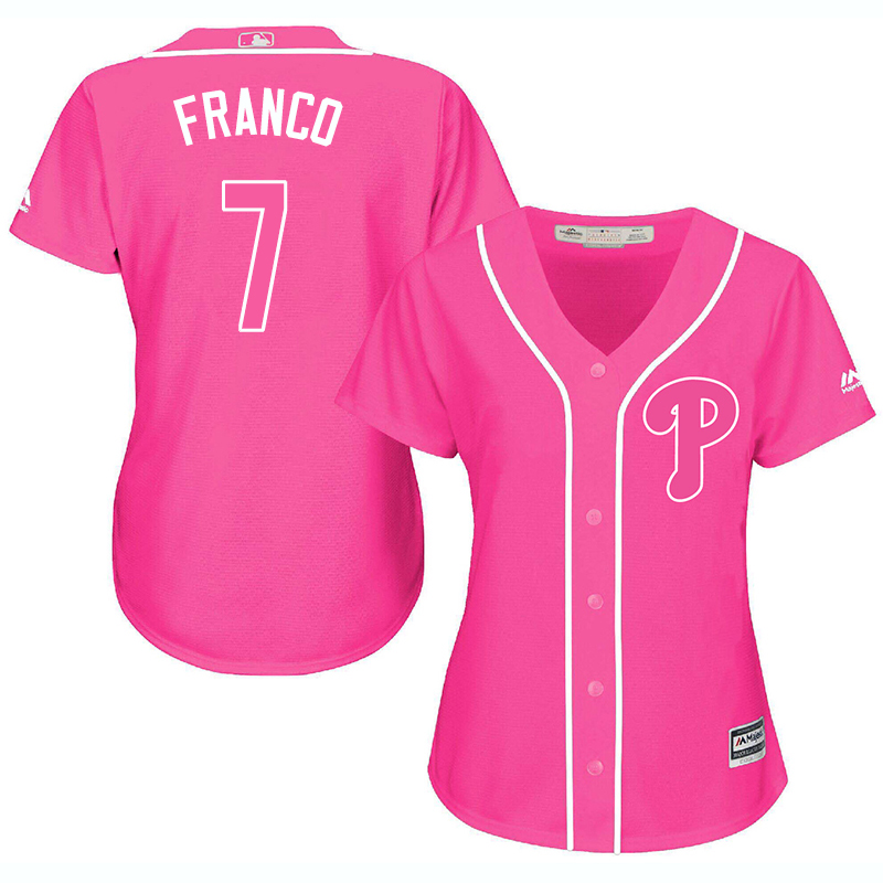 Phillies 7 Maikel Franco Pink Women Cool Base Jersey