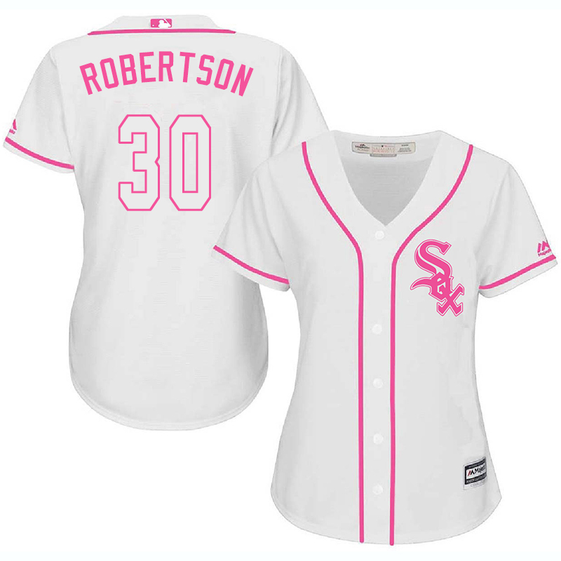 White Sox 30 David Robertson White Pink Women Cool Base Jersey