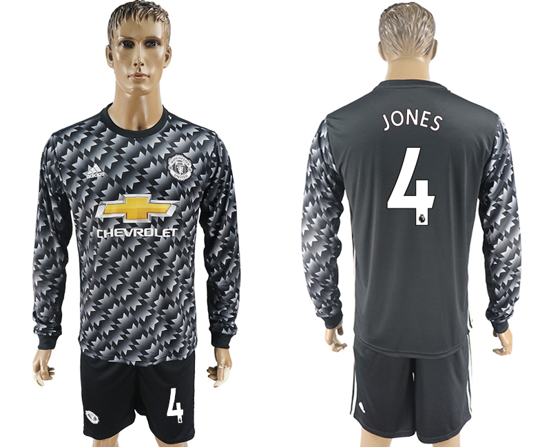2017-18 Manchester United 4 JONES Away Long Sleeve Soccer Jersey