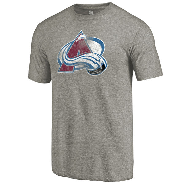 Colorado Avalanche Distressed Team Logo Tri Blend T-Shirt Ash