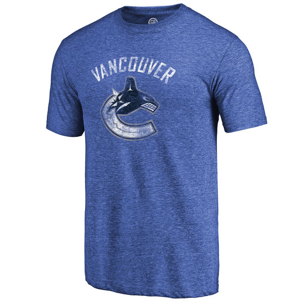 Vancouver Canucks Distressed Team Primary Logo Tri Blend T-Shirt Royal