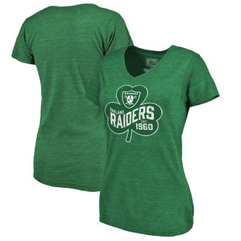 Oakland Raiders Pro Line by Fanatics Branded Women's St. Patrick's Day Paddy's Pride Tri Blend T-Shirt Green