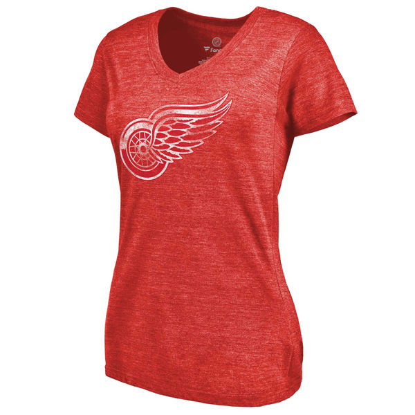 Detroit Red Wings Women's Distressed Team Primary Logo Tri Blend T-Shirt Red