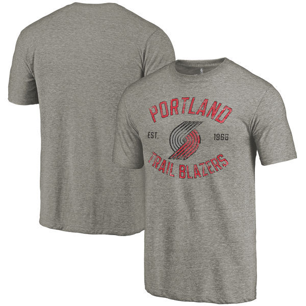 Portland Trail Blazers Distressed Team Logo Gray Men's T-Shirt