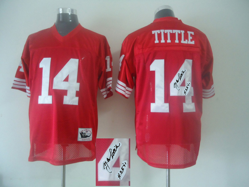 49ers 14 Y.A. Tittle Red Signature Edition M & N Jersey