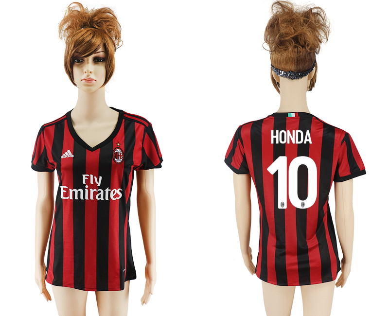 2017-18 AC Milan 10 HONDA Home Women Soccer Jersey