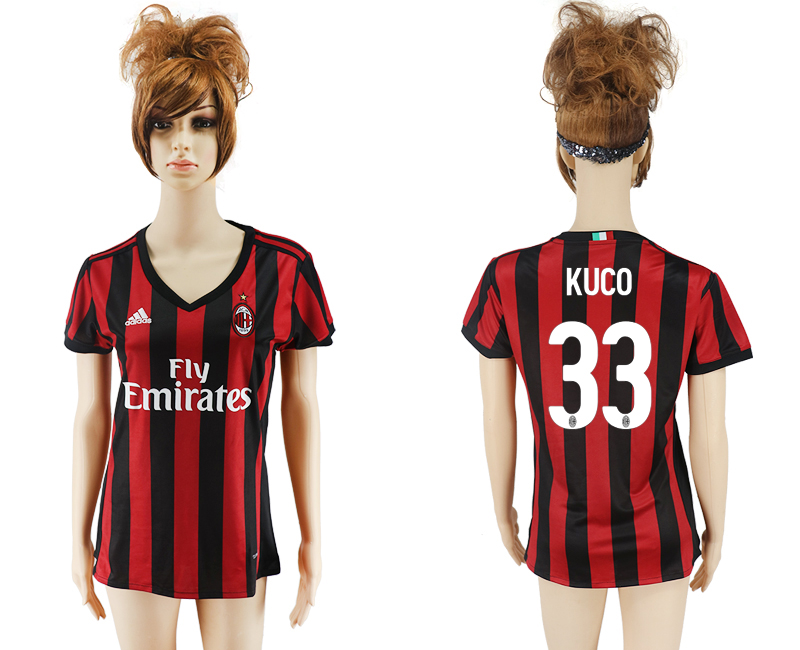 2017-18 AC Milan 33 KUCO Home Women Soccer Jersey