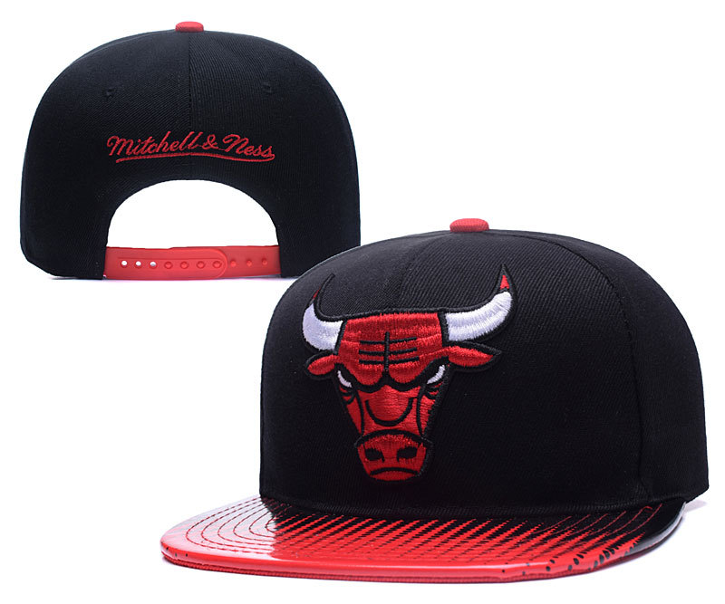Bulls Team Logo Black Mitchell & Ness Adjustable Hat YD